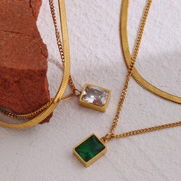 NEW Stainless Steel Cubic Zirconia Pendant Necklace - Picture 2 of 6